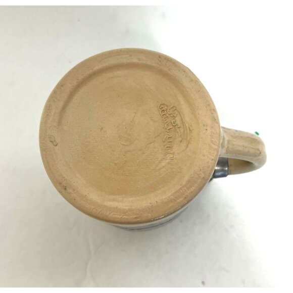 Vintage BMF German Beer Stein Pewter Lid Salt Glaze Blue Maroon Argyle Diamonds - Picture 7 of 10